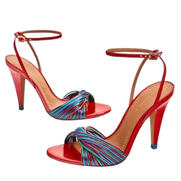 Zara Red and Multicolor Strappy Heels - Picture 2 of 13